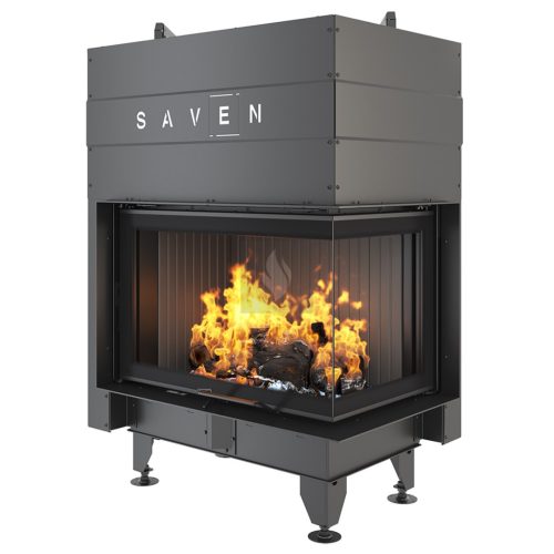 SAVEN Energy Up 75×50×47R (15,1 kW) ECO jobbos légfűtéses kandallóbetét fekete béléssel